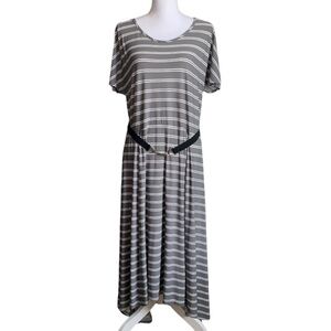 Robbie Bee Gray Black & White Stripes Maxi Long Dress Size XL